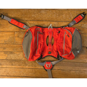 Arcadia Trail Sz L Ultimate Backpack Harness For Dogs 2 Saddlebags Hi-Viz Red
